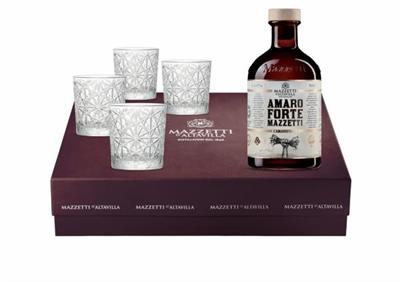 CONFEZIONE AMARO FORTE E 4 BICCHIERI 35° 70CL MAZZETTI